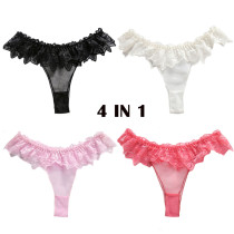 4 Colors Pack Women's Sexy Lace Brief Cute Breathable See-Through Floral Panties Underwear Perfect Gift For Girlfriend