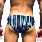 TAD Dark and Light Vertical Fun Stripes Racing Briefs Swimwear
