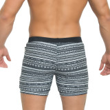 TAD Stripes and Shapes Black White Gray Tight Racing Performance Third Cut Swimwear