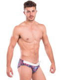 TAD Blue and Red Shapes on White Swim Briefs Swimwear