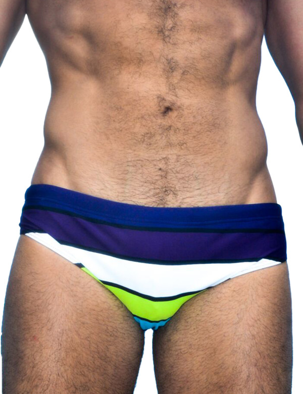 TAD Thick Sexy Colors Stipes Racing Briefs Swimwear