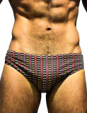 TAD Vertical Red and Yellow Racing Briefs Swimwear