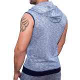 Taddlee Brand Hoodies Tank Top Men Sleeveless Zip-up Vest Active Gym Fitness Cotton Hooded Pocket Waistcoat Sweatshirt