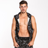 Taddlee Brand Men's Hoodies Tank Top Sleeveless Cotton Zip-up Vest Active Camo Hooded Men Plus Size Gym Tees
