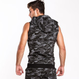 Taddlee Brand Men's Hoodies Tank Top Sleeveless Cotton Zip-up Vest Active Camo Hooded Men Plus Size Gym Tees